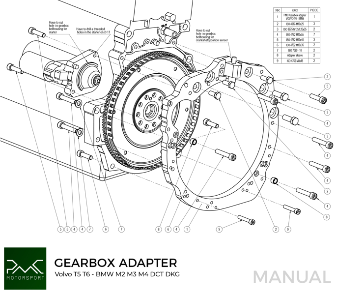 Adapterplatta växellåda VOLVO "vitmotor" B4x/B5x/B6x