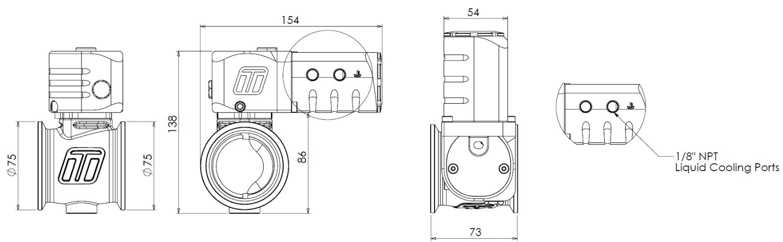 Turbosmart Electronic Straight Gate ESG50 Extern Wastegate