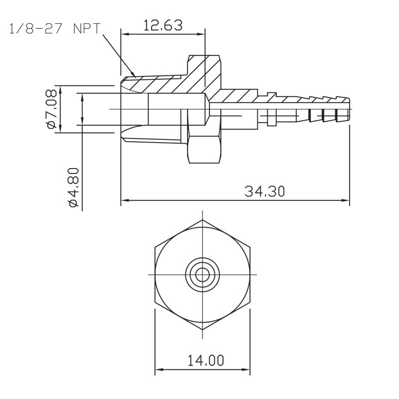 Presskoppling hane 1/8 NPT (ej svivel)