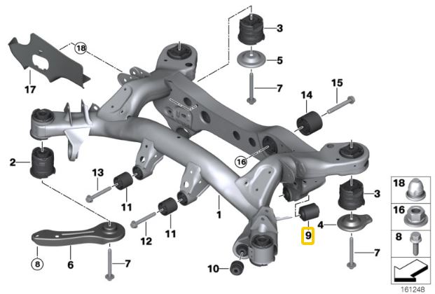 IRP Bakre Subframe Bussning Aluminium BMW E8x, E9x, F87 M2, F80 M3, F82 M4
