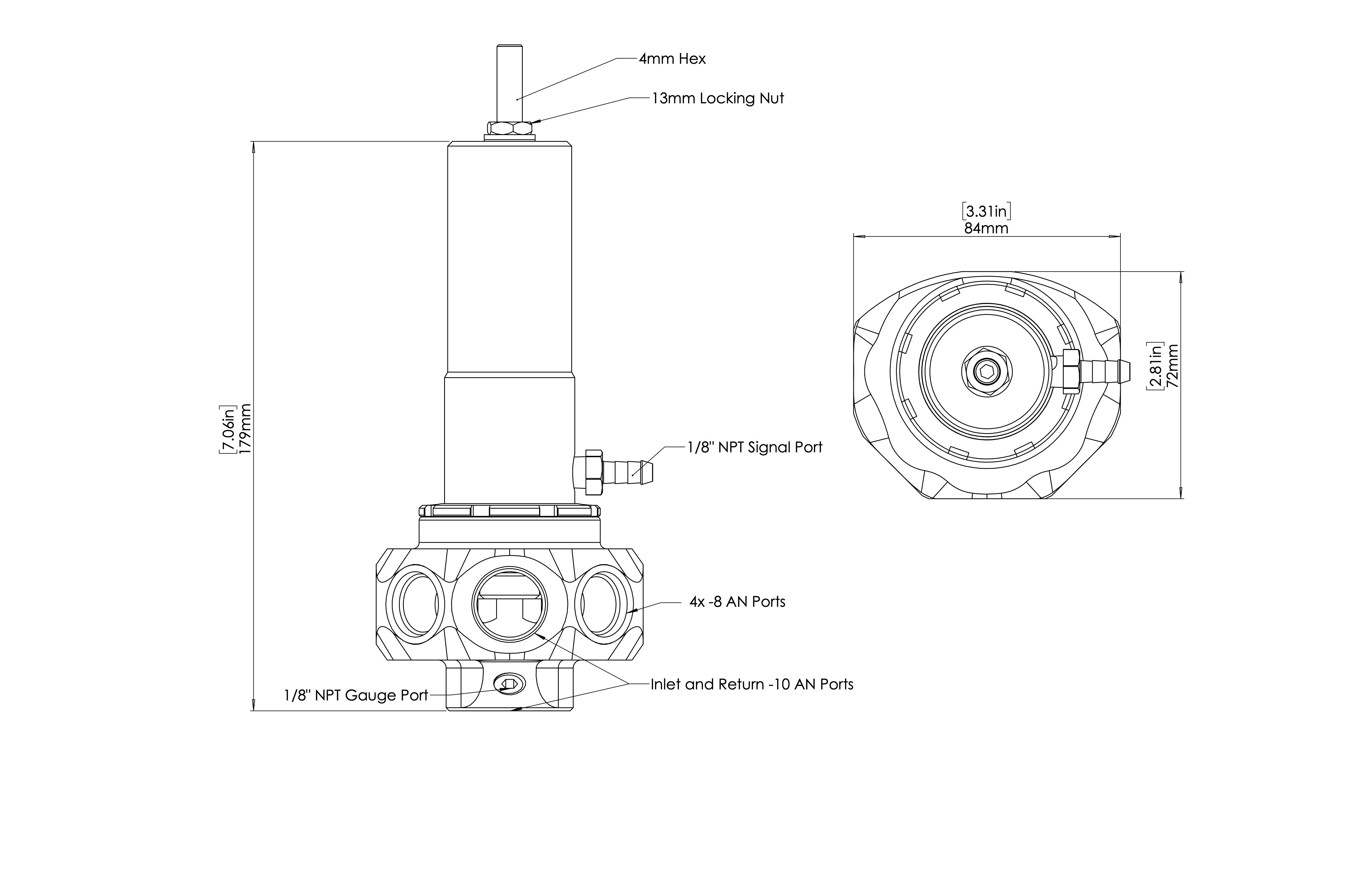 Turbosmart Bränsletrycksregulator AN10/AN8 M Pro Svart