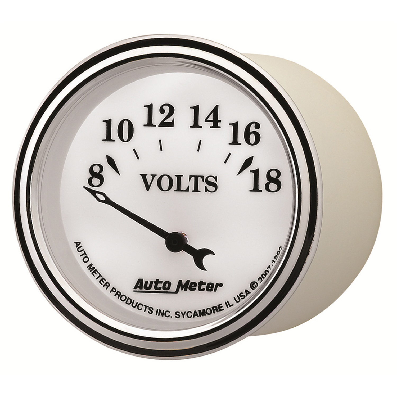 2-1/16" Voltmätare, 8-18V, OLD-TYME WHITE II