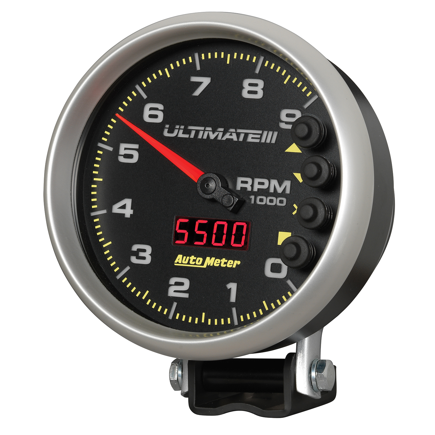 5" Varvräknare, 0-9000 RPM, PEDESTAL, ULTIMATE III PLAYBACK, BLACK