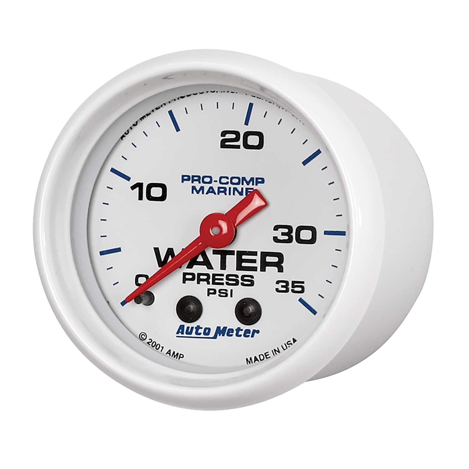 2-1/16" Vattentryck, 0-35 PSI, MARINE WHITE