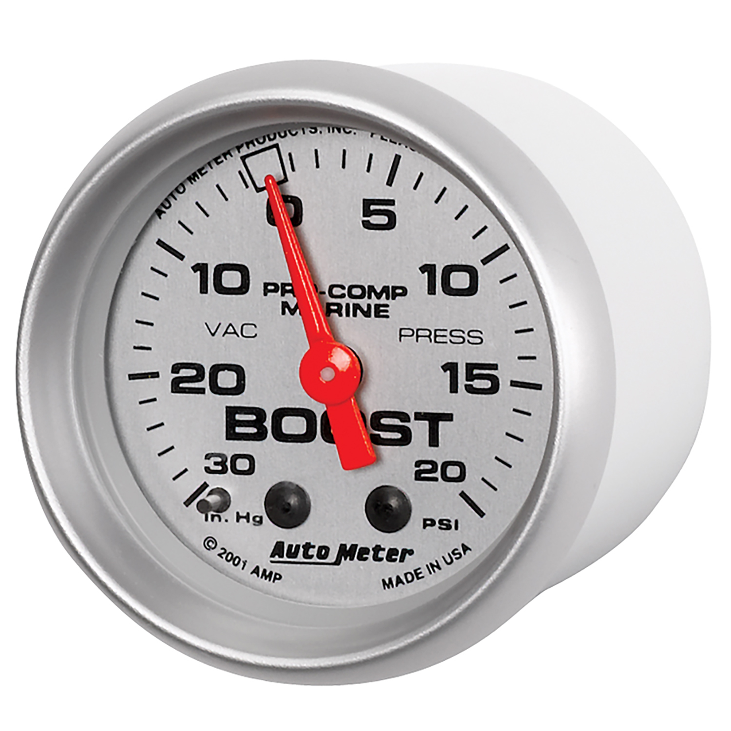 2-1/16" VACUUM/Laddtryck, 30 IN HG/20 PSI, MARINE SILVER ULTRA-LITE
