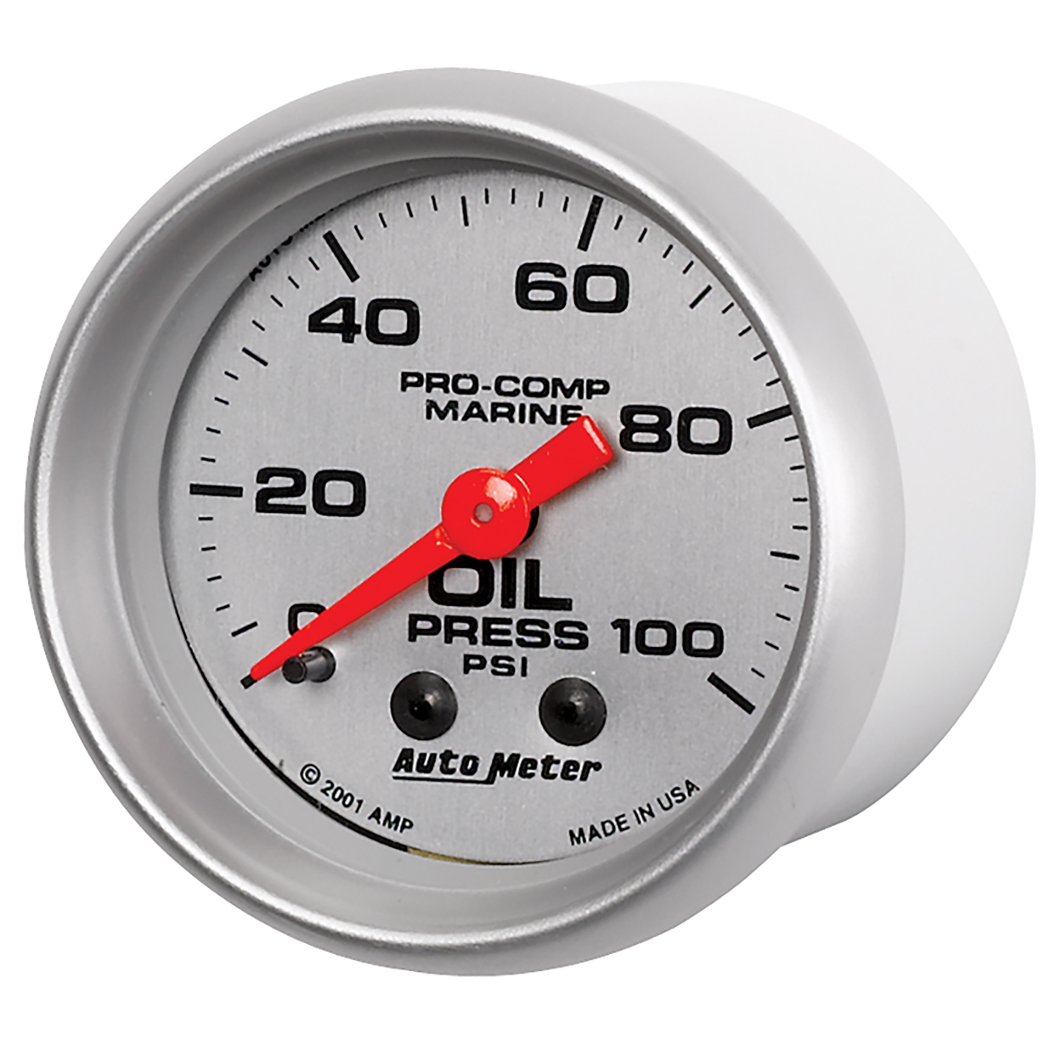 2-1/16" Oljetryck, 0-100 PSI, MARINE SILVER ULTRA-LITE