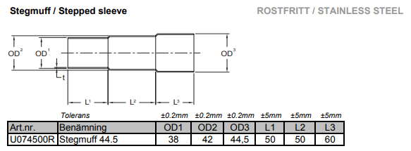 44,5mm stegmuff övergång avgasrör
