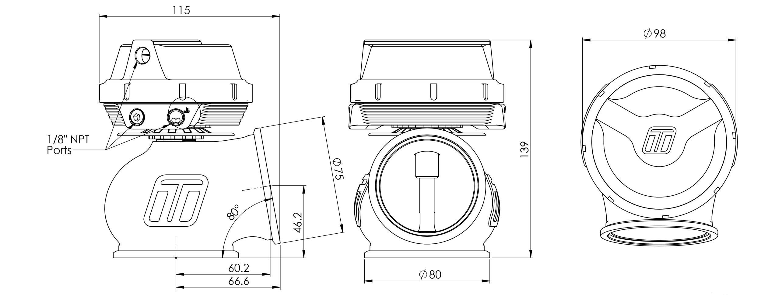 Turbosmart 60mm wastegate ritning