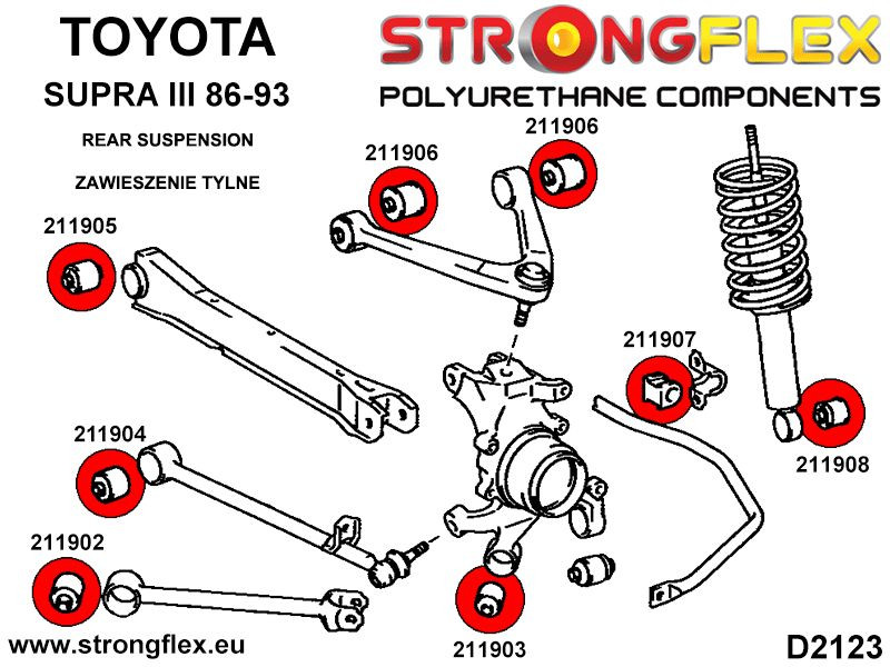 Toyota Supra MK3 Bakre Fjädring Bussningssats SPORT
