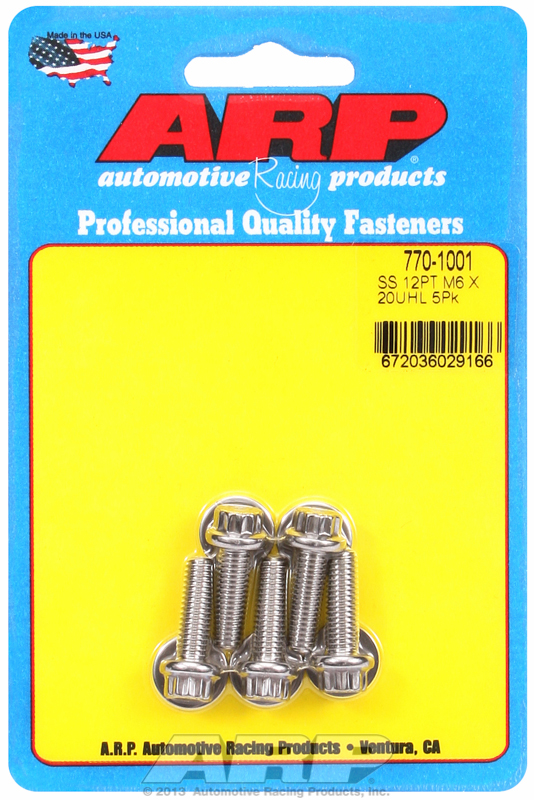 M6 x 1.00 x 20 12pt SS bolts (5pcs)