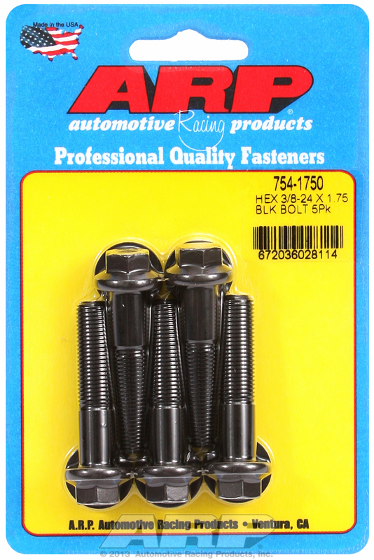 "3/8""-24 x 1.750 hex 7/16 wrenching black oxide bolts" 5pcs