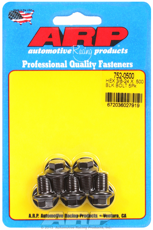 "3/8""-24 x  .500 hex black oxide bolts" (5pcs)