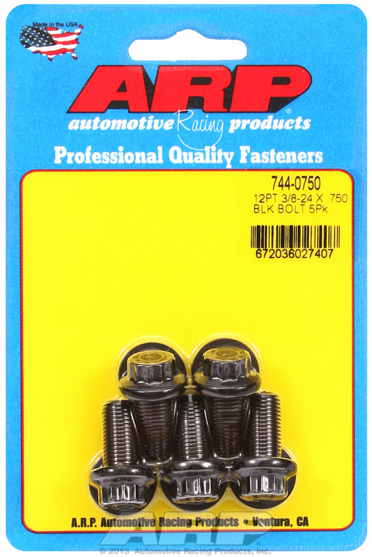 "3/8""-24 x .750 12pt 7/16 wrenching black oxide bolts" 5pcs