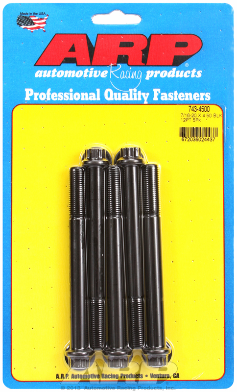 "7/16""-20 x 4.500 12pt black oxide bolts" (5pcs)