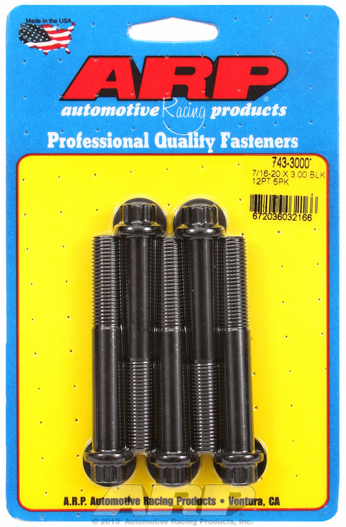 "7/16""-20 x 3.000 12pt black oxide bolts" (5pcs)