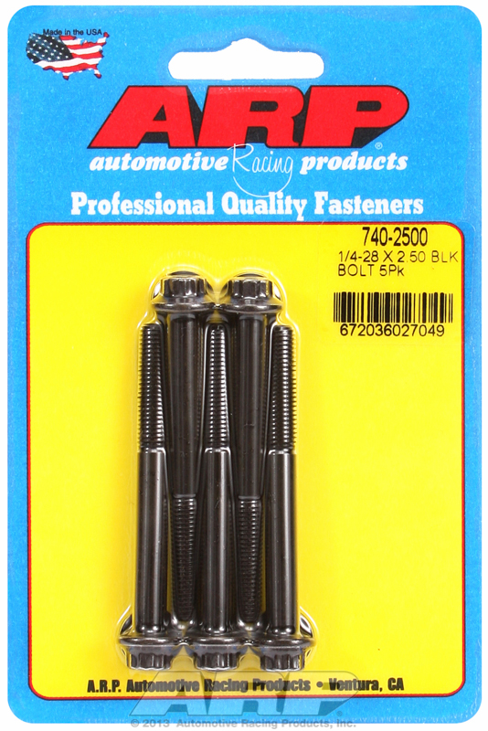 "1/4""-28 x 2.500 12pt black oxide bolts" (5pcs)