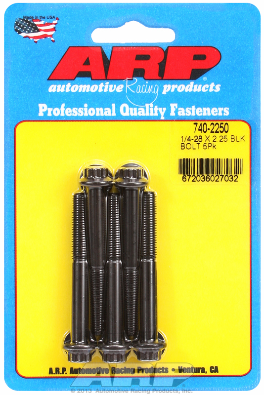 "1/4""-28 x 2.250 12pt black oxide bolts" (5pcs)