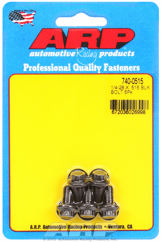 "1/4""-28 x .515 12pt black oxide bolts" (5pcs)