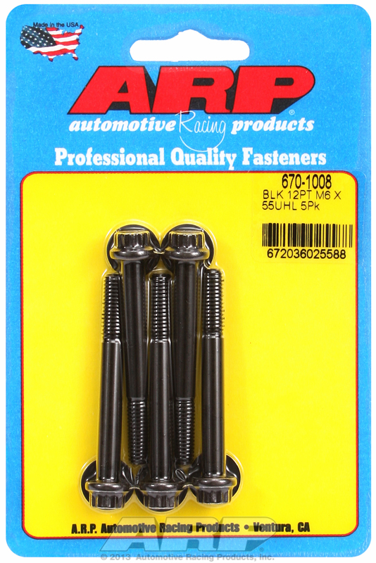 M6 x 1.00 x 55 12pt black oxide bolts (5pcs)
