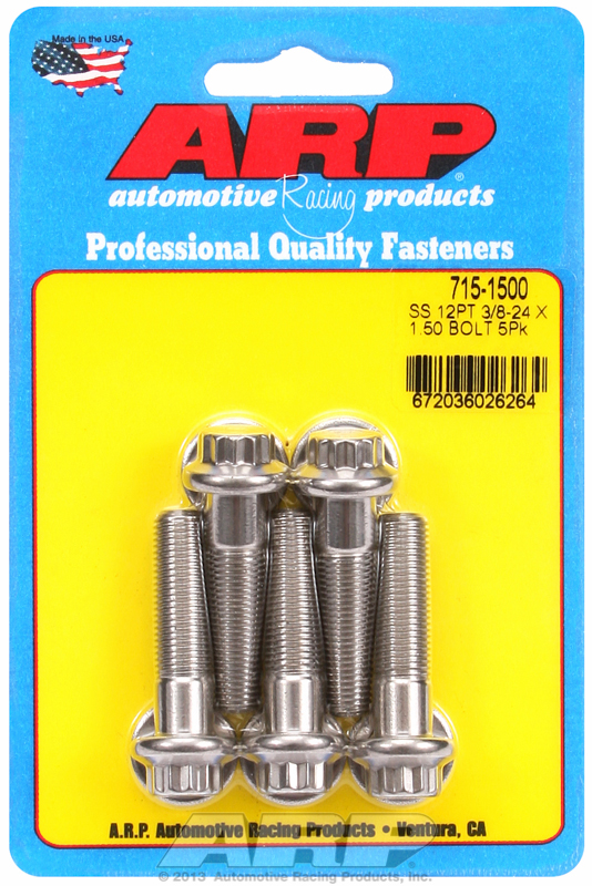 "3/8""-24 x 1.500 12pt 7/16 wrenching SS bolts" (5pcs)