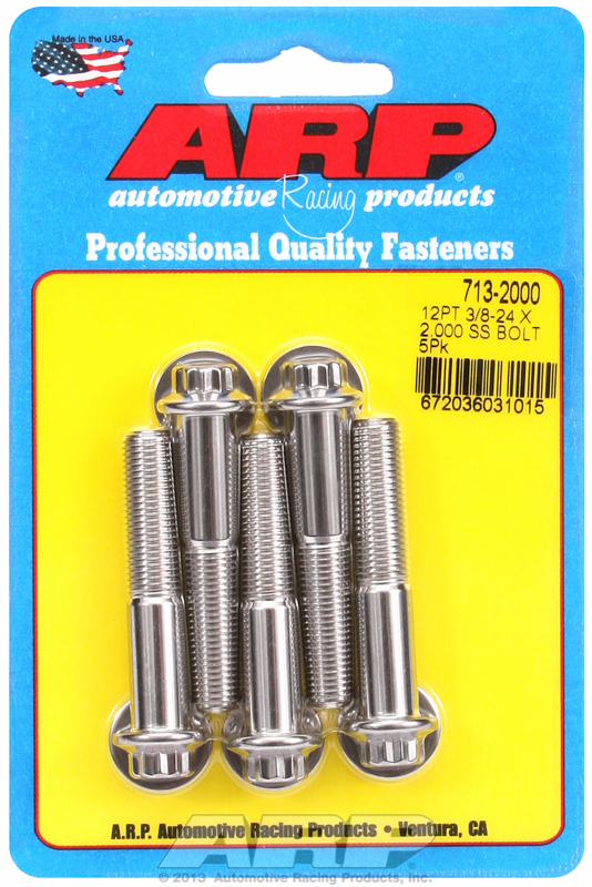 "3/8""-24 x 2.000 12pt SS bolts" (5pcs)