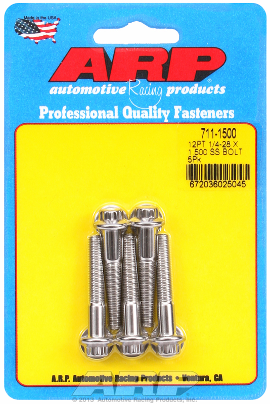 "1/4""-28 x 1.500 12pt SS bolts" (5pcs)