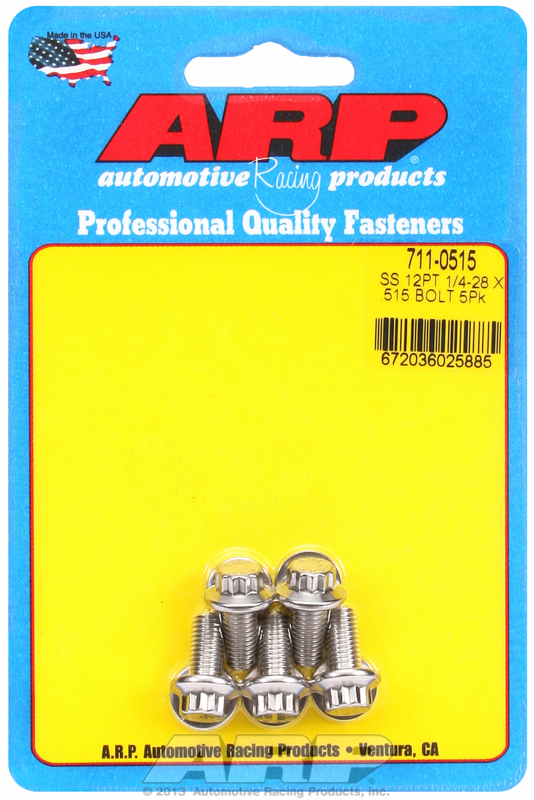 "1/4""-28 x .515 12pt SS bolts" (5pcs)