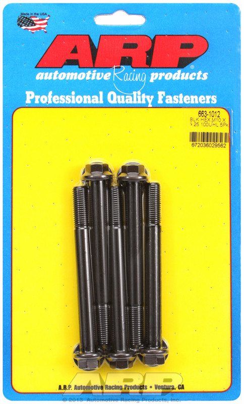 M10 x 1.25 x 100 hex black oxide bolts (5pcs)