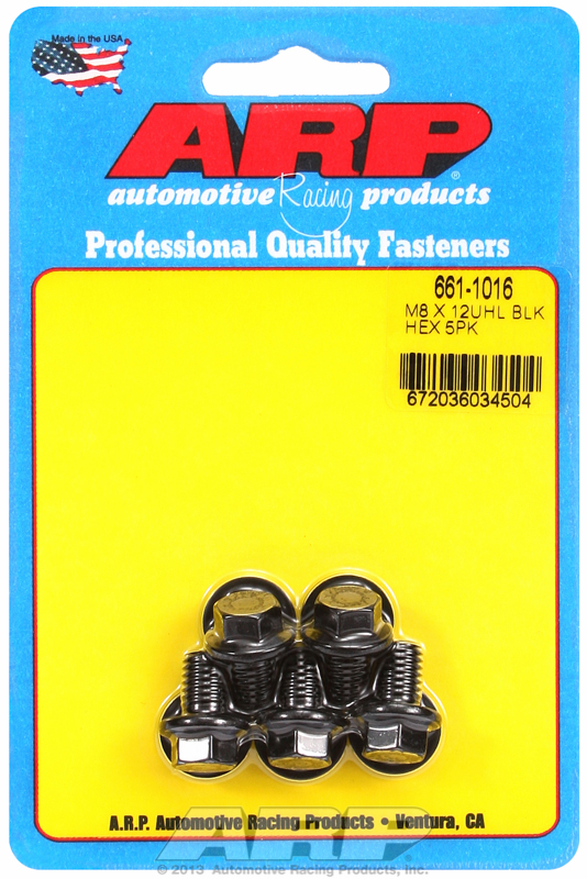 M8 x 1.25 x 12  hex black oxide bolts (5pcs)