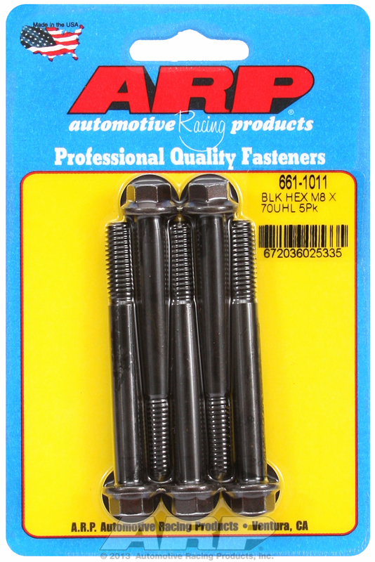 M8 x 1.25 x 70 hex black oxide bolts (5pcs)