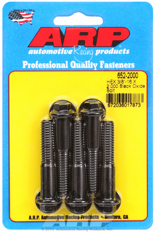 "3/8""-16 X 2.000 hex black oxide bolts" (5pcs)