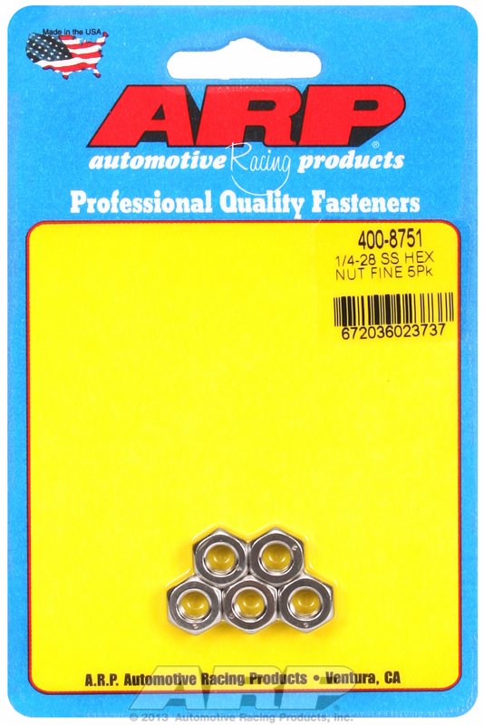 "1/4""-28 SS fine hex nut kit " (5pcs)