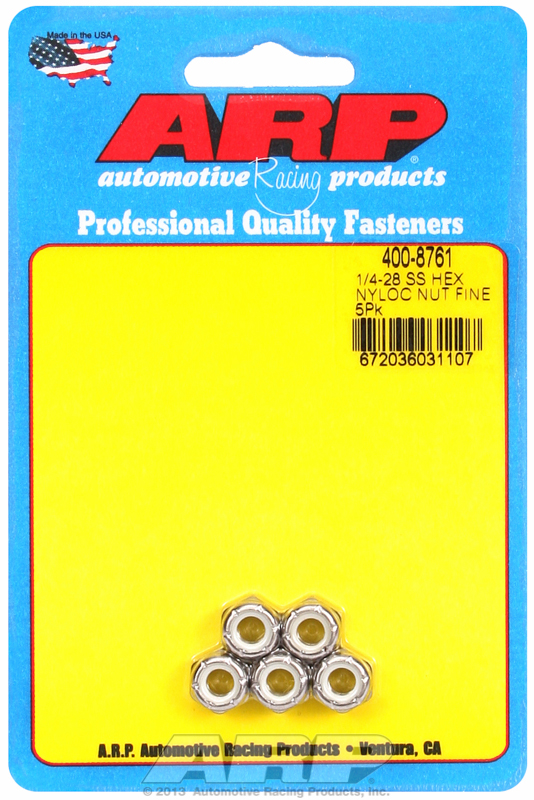 "1/4""-28 SS fine nyloc hex nut kit" (5pcs)
