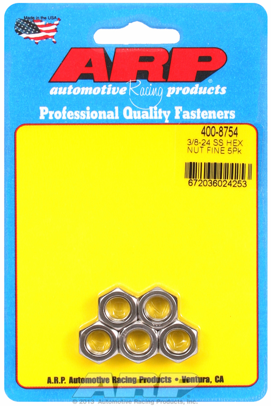 "3/8"" -24 SS fine hex nut kit" (5pcs)