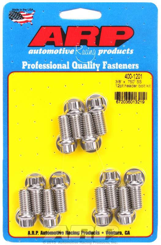 "3/8"" x .750 SS 12pt header bolt kit"