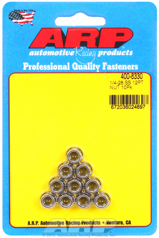 "1/4""-28 SS 12pt nut kit" (10pcs)