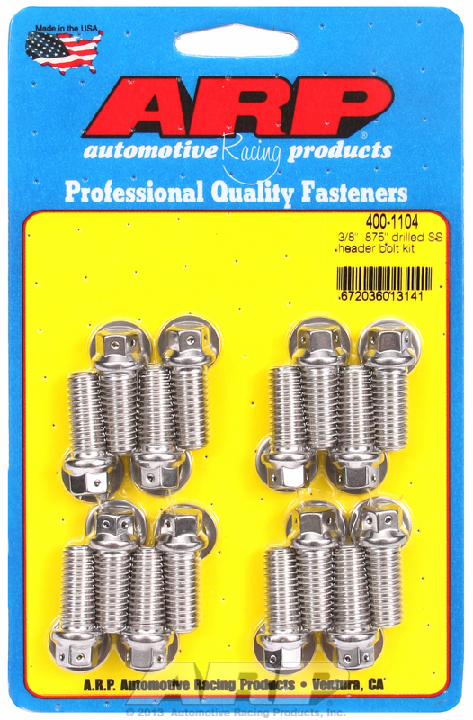 "3/8"" x .875 drilled SS header bolt kit"
