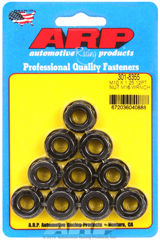 ARP Nut Kit M10 X 1.25 M16 Socket 12PT 10 Pack