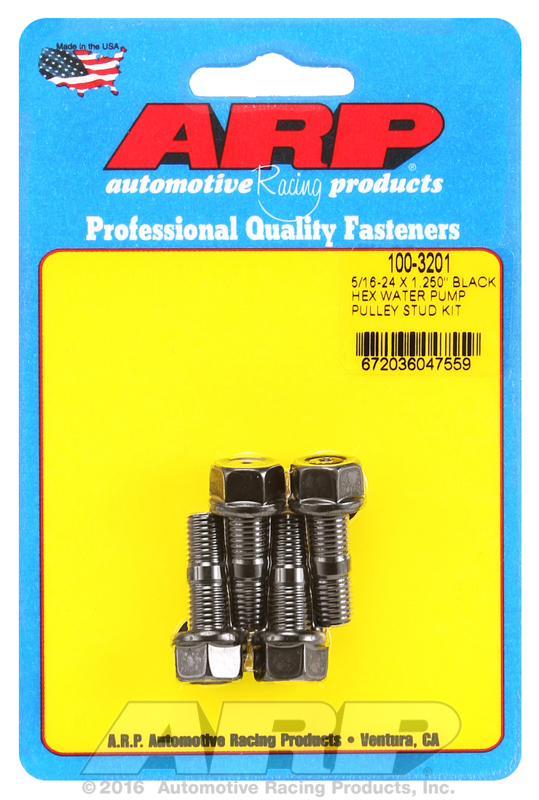 ARP 5/16-24x1.250 black hex water pump pulley stud kit