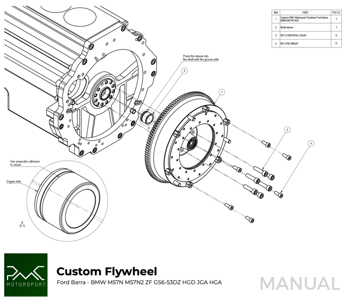 Adapter kit Ford Barra motor - BMW M57 Växellåda