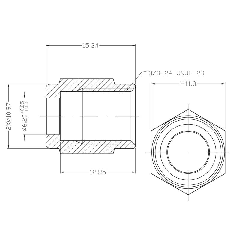 Presskoppling hona 3/8-24 45 grader (svivel)