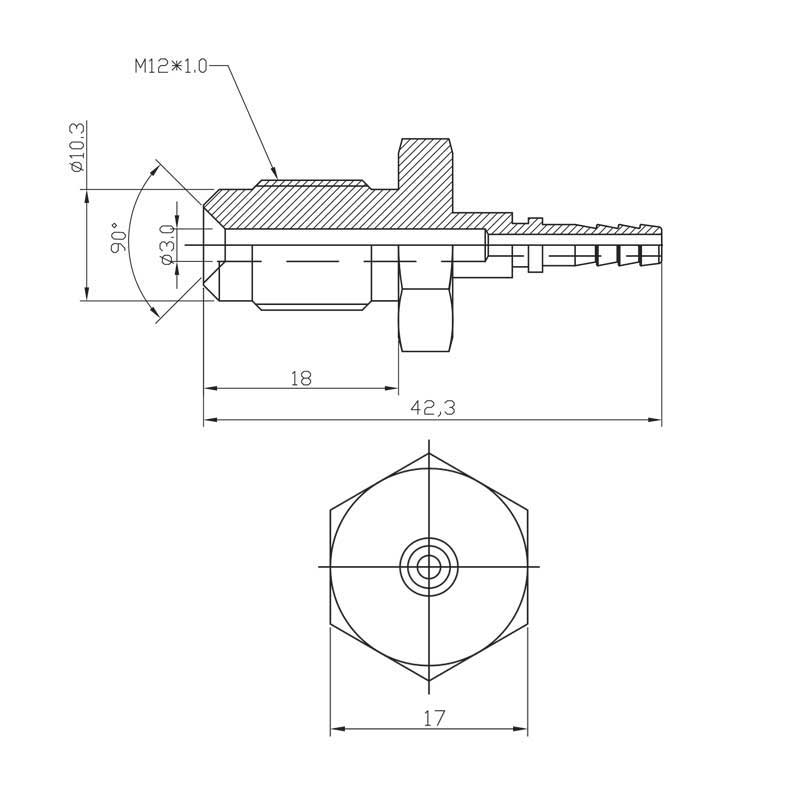 Presskoppling hane M12x1 Rostfri (ej svivel)