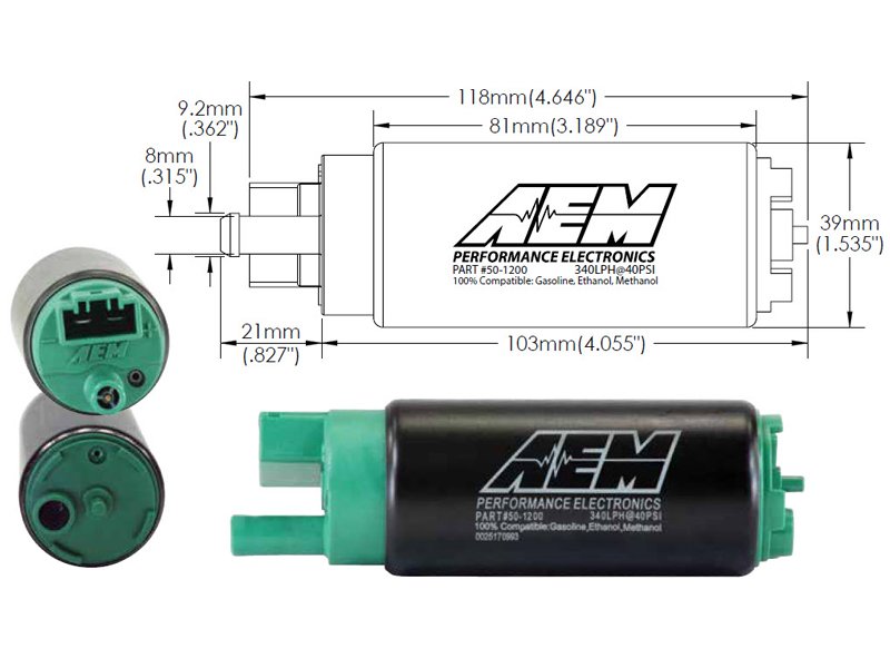 AEM bränslepump 320L E85 (in tank)