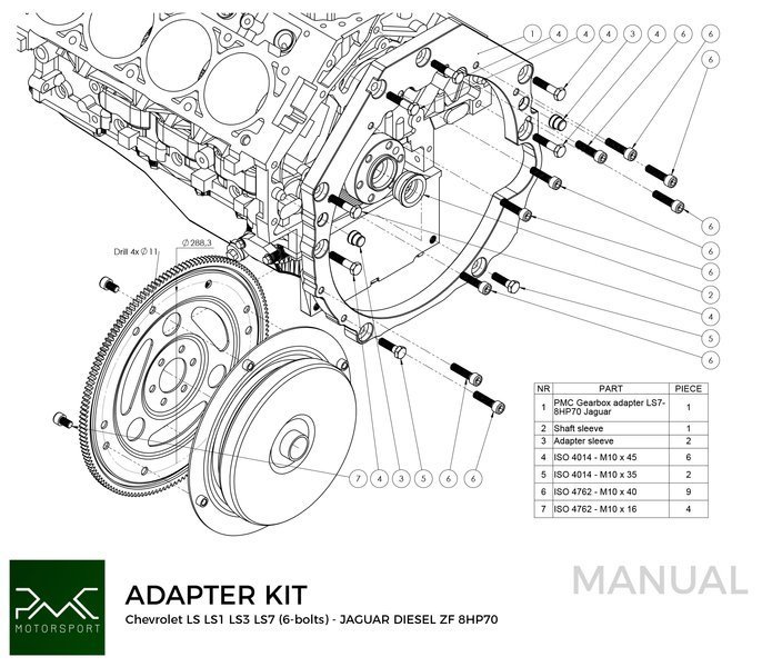 PMC Adapter Kit GM Chevrolet LS - Jaguar Diesel ZF 8HP70 (F)