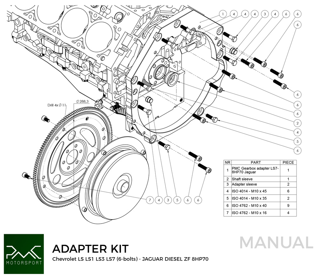 PMC Adapter Kit GM Chevrolet LS - Jaguar Diesel ZF 8HP70 (F)