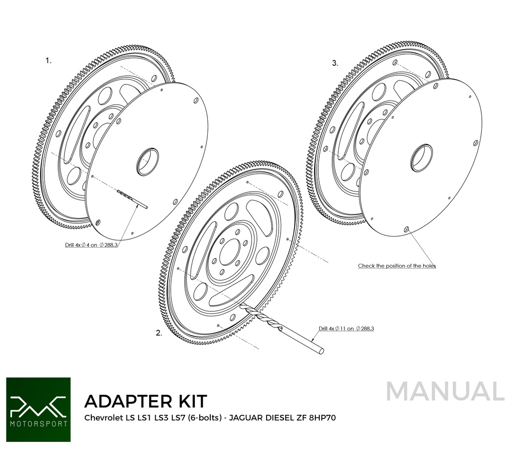 PMC Adapter Kit GM Chevrolet LS - Jaguar Diesel ZF 8HP70 (F)
