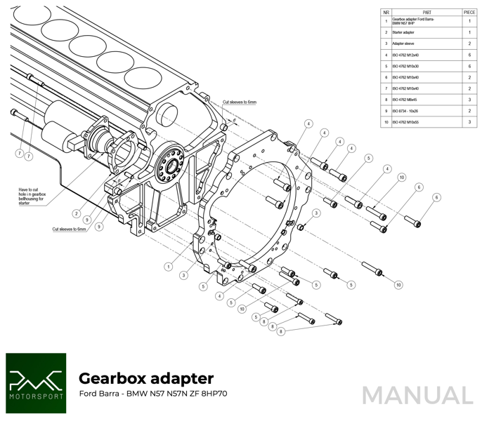 PMC Adapter Kit Ford Barra - BMW N57N N57 ZF 8HP70