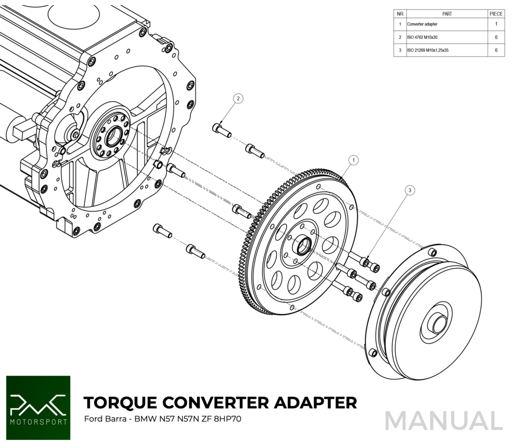 PMC Adapter Kit Ford Barra - BMW N57N N57 ZF 8HP70