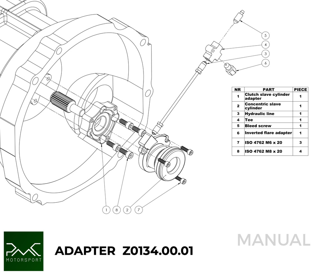 PMC Adapter Kit Honda K - Mazda RX-8 5-speed - 240mm / 9.45"