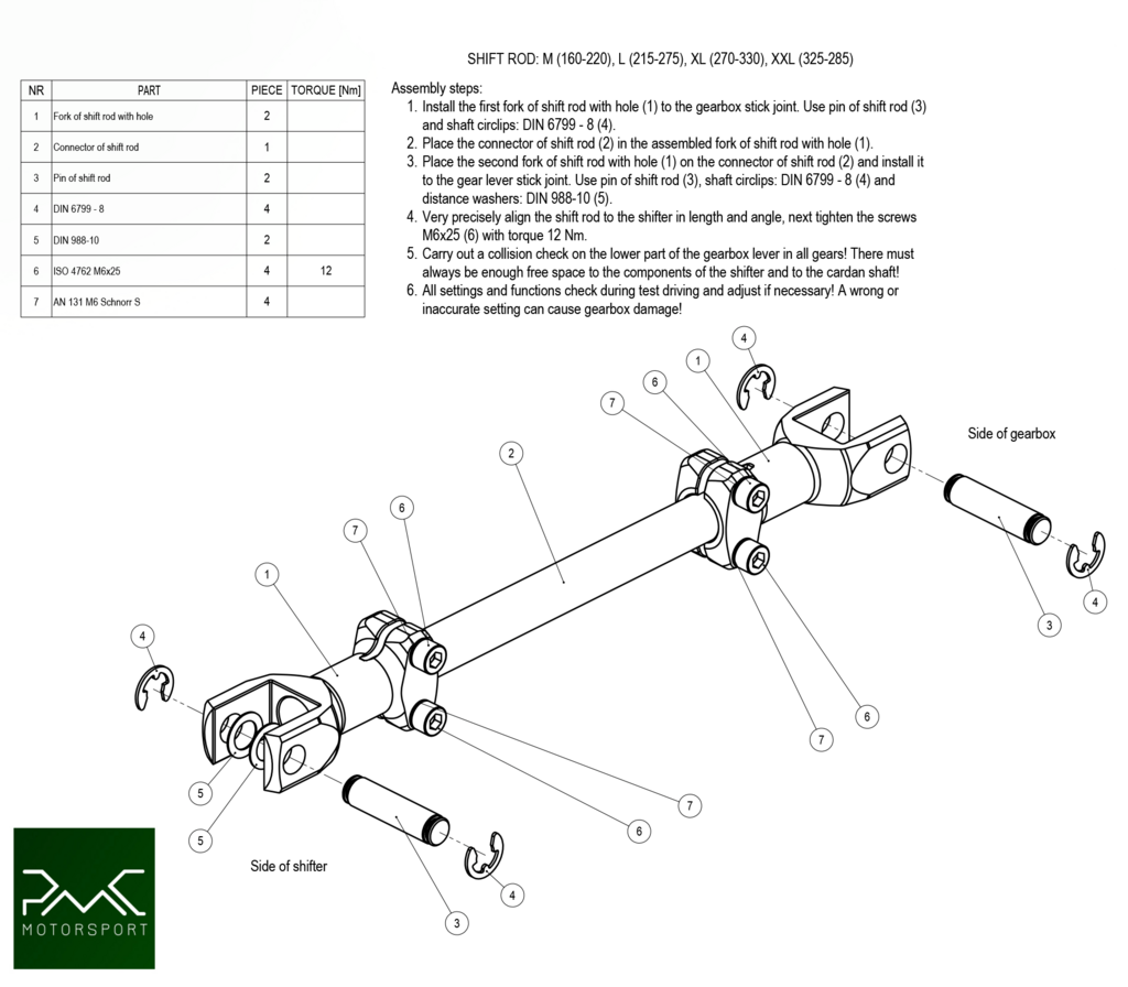 PMC Växellänkage BMW (130-160mm)